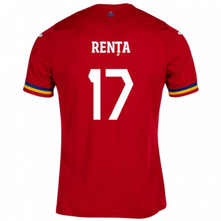 Kandiny Niño Camiseta Rumania Denis Rența #17 Rojo 2ª Equipación 24-26 La Camisa Chile