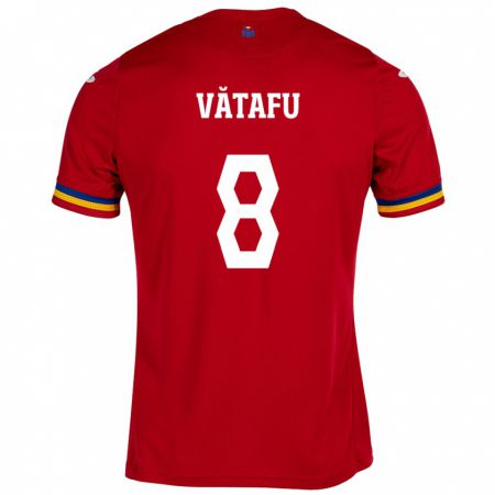 Kandiny Niño Camiseta Rumania Ștefania Vătafu #8 Rojo 2ª Equipación 24-26 La Camisa Chile