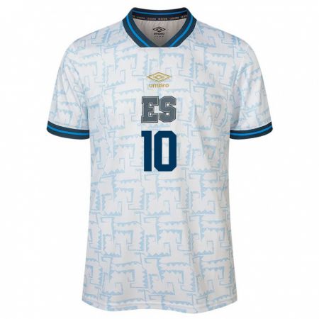 Kandiny Niño Camiseta El Salvador Rafael Tejada #10 Blanco 2ª Equipación 24-26 La Camisa Chile