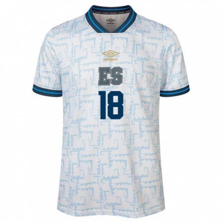 Kandiny Niño Camiseta El Salvador Samantha Valadez #18 Blanco 2ª Equipación 24-26 La Camisa Chile