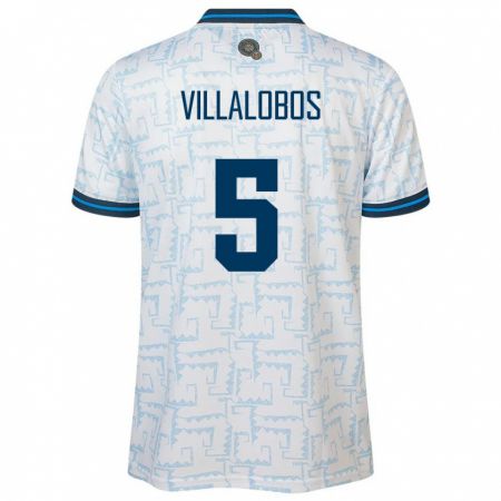 Kandiny Niño Camiseta El Salvador Kristian Villalobos #5 Blanco 2ª Equipación 24-26 La Camisa Chile