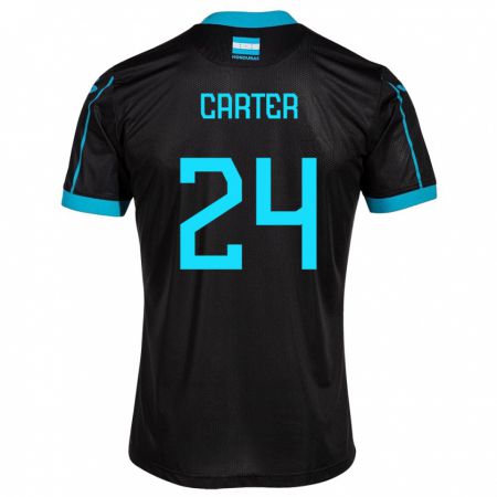 Kandiny Niño Camiseta Honduras Daniel Carter #24 Negro 2ª Equipación 24-26 La Camisa Chile