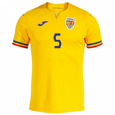 Kandiny Hombre Camiseta Rumania Gabriel Dănuleasă #5 Amarillo 1ª Equipación 24-26 La Camisa Chile