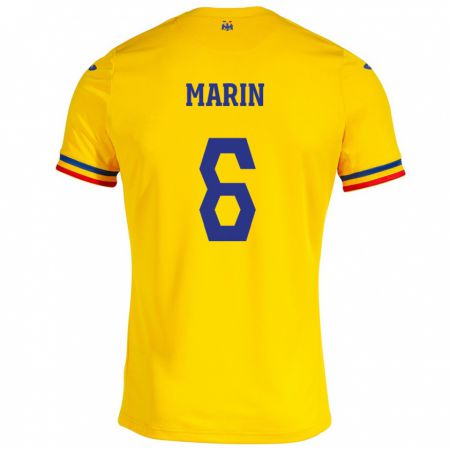Kandiny Hombre Camiseta Rumania Marius Marin #6 Amarillo 1ª Equipación 24-26 La Camisa Chile
