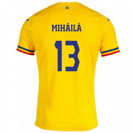 Kandiny Hombre Camiseta Rumania Valentin Mihăilă #13 Amarillo 1ª Equipación 24-26 La Camisa Chile