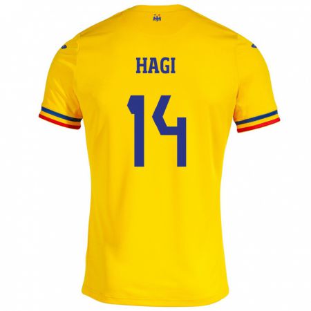 Kandiny Hombre Camiseta Rumania Ianis Hagi #14 Amarillo 1ª Equipación 24-26 La Camisa Chile