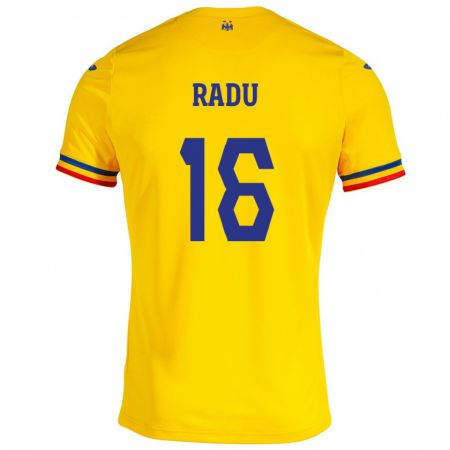 Kandiny Hombre Camiseta Rumania Andrei Radu #16 Amarillo 1ª Equipación 24-26 La Camisa Chile