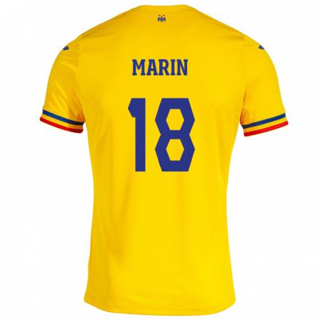 Kandiny Hombre Camiseta Rumania Răzvan Marin #18 Amarillo 1ª Equipación 24-26 La Camisa Chile