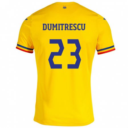 Kandiny Hombre Camiseta Rumania Andres Dumitrescu #23 Amarillo 1ª Equipación 24-26 La Camisa Chile