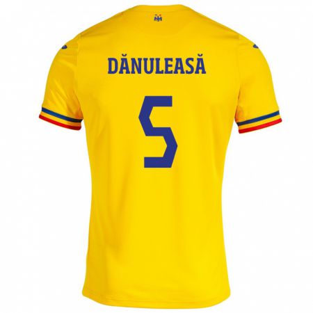 Kandiny Hombre Camiseta Rumania Gabriel Dănuleasă #5 Amarillo 1ª Equipación 24-26 La Camisa Chile