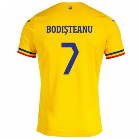 Kandiny Hombre Camiseta Rumania Ștefan Bodișteanu #7 Amarillo 1ª Equipación 24-26 La Camisa Chile