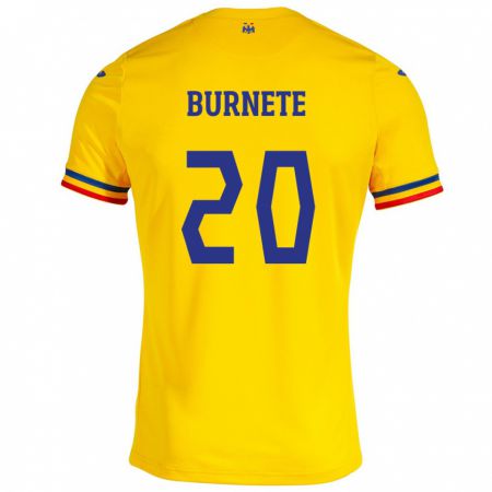 Kandiny Hombre Camiseta Rumania Rareș Burnete #20 Amarillo 1ª Equipación 24-26 La Camisa Chile