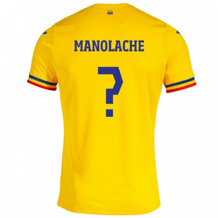 Kandiny Hombre Camiseta Rumania Luca Manolache #0 Amarillo 1ª Equipación 24-26 La Camisa Chile