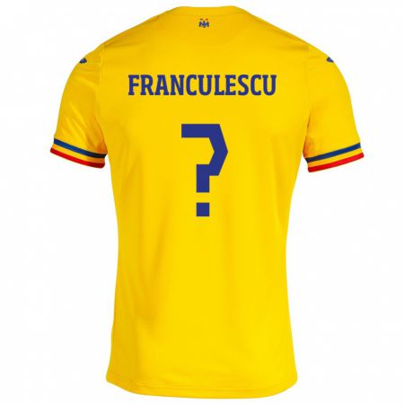 Kandiny Hombre Camiseta Rumania Adrian Frânculescu #0 Amarillo 1ª Equipación 24-26 La Camisa Chile