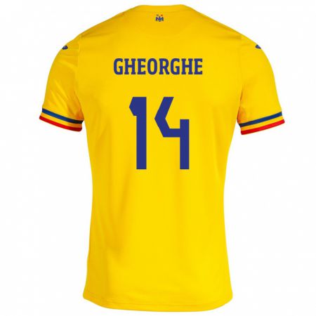 Kandiny Hombre Camiseta Rumania Costyn Gheorghe #14 Amarillo 1ª Equipación 24-26 La Camisa Chile