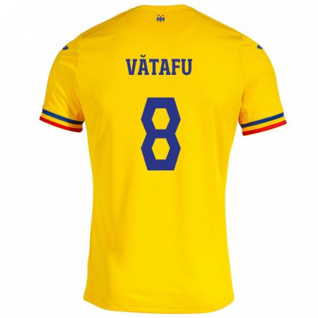 Kandiny Hombre Camiseta Rumania Ștefania Vătafu #8 Amarillo 1ª Equipación 24-26 La Camisa Chile