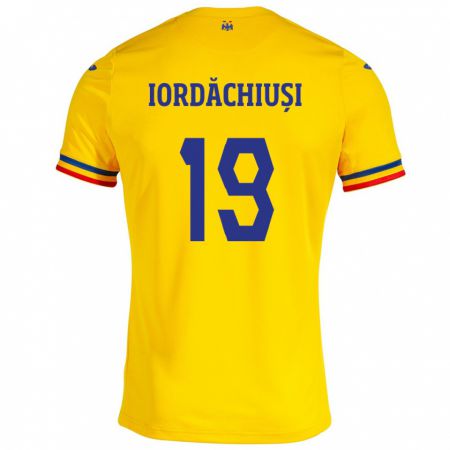 Kandiny Hombre Camiseta Rumania Olga Iordăchiuși #19 Amarillo 1ª Equipación 24-26 La Camisa Chile