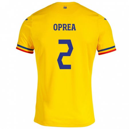 Kandiny Hombre Camiseta Rumania Olivia Oprea #2 Amarillo 1ª Equipación 24-26 La Camisa Chile