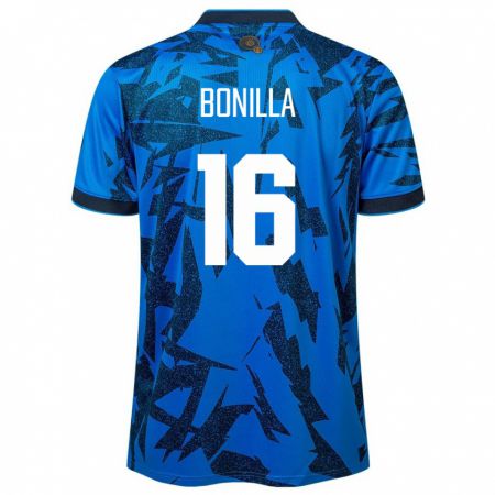 Kandiny Hombre Camiseta El Salvador Elmer Bonilla #16 Azul 1ª Equipación 24-26 La Camisa Chile