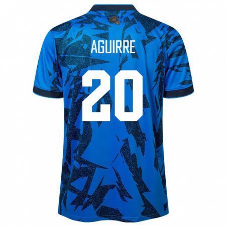 Kandiny Hombre Camiseta El Salvador Jonathan Aguirre #20 Azul 1ª Equipación 24-26 La Camisa Chile