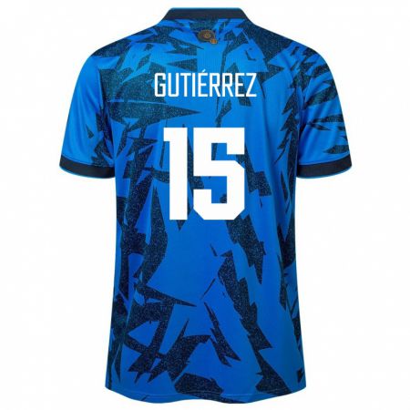 Kandiny Hombre Camiseta El Salvador Danya Gutiérrez #15 Azul 1ª Equipación 24-26 La Camisa Chile