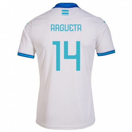 Kandiny Hombre Camiseta Honduras Carlos Argueta #14 Blanco 1ª Equipación 24-26 La Camisa Chile