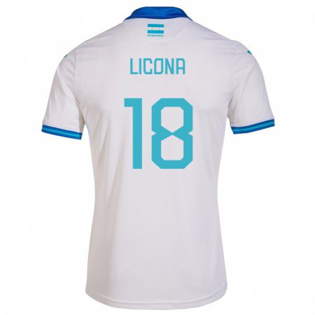 Kandiny Hombre Camiseta Honduras Marlon Licona #18 Blanco 1ª Equipación 24-26 La Camisa Chile