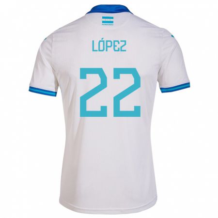 Kandiny Hombre Camiseta Honduras Luis López #22 Blanco 1ª Equipación 24-26 La Camisa Chile