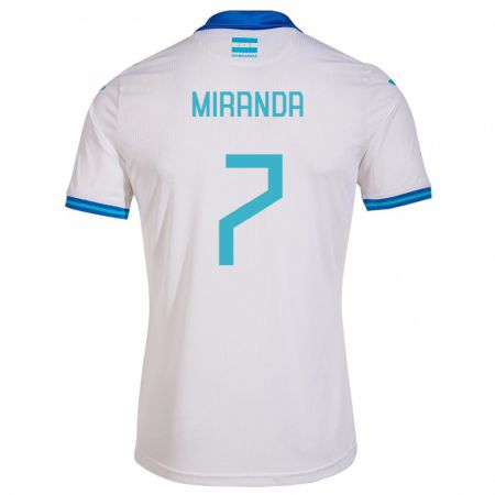 Kandiny Hombre Camiseta Honduras Jeffry Miranda #7 Blanco 1ª Equipación 24-26 La Camisa Chile