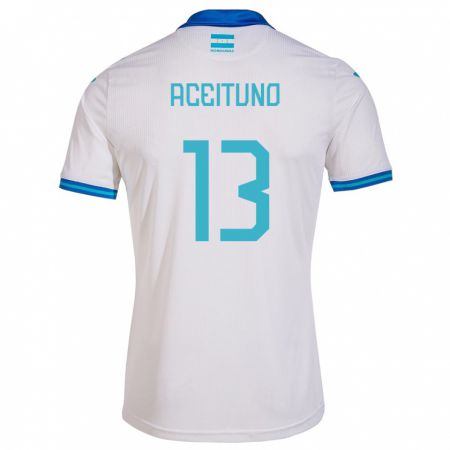 Kandiny Hombre Camiseta Honduras Marco Aceituno #13 Blanco 1ª Equipación 24-26 La Camisa Chile