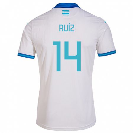 Kandiny Hombre Camiseta Honduras David Ruíz #14 Blanco 1ª Equipación 24-26 La Camisa Chile