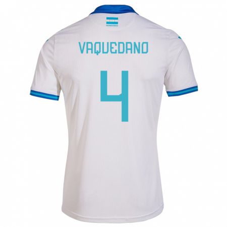 Kandiny Hombre Camiseta Honduras Brayan Vaquedano #4 Blanco 1ª Equipación 24-26 La Camisa Chile