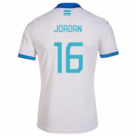 Kandiny Hombre Camiseta Honduras Jordan García #16 Blanco 1ª Equipación 24-26 La Camisa Chile