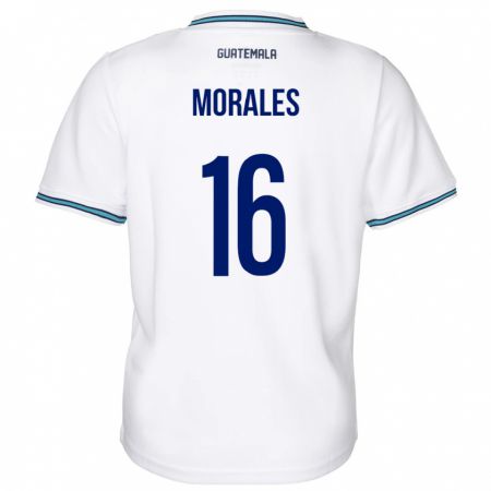 Kandiny Hombre Camiseta Guatemala José Morales #16 Blanco 1ª Equipación 24-26 La Camisa Chile