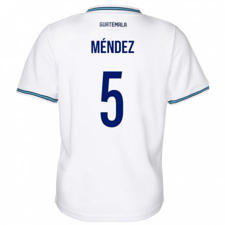 Kandiny Hombre Camiseta Guatemala Diego Méndez #5 Blanco 1ª Equipación 24-26 La Camisa Chile
