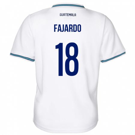 Kandiny Hombre Camiseta Guatemala William Fajardo #18 Blanco 1ª Equipación 24-26 La Camisa Chile