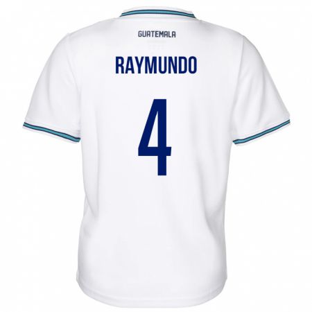 Kandiny Hombre Camiseta Guatemala Cristopher Raymundo #4 Blanco 1ª Equipación 24-26 La Camisa Chile