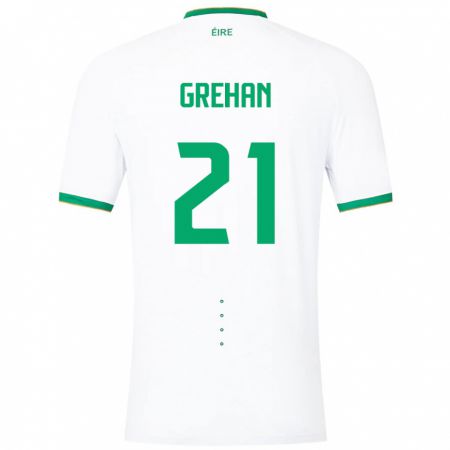 Kandiny Hombre Camiseta Irlanda Sean Grehan #21 Blanco 2ª Equipación 24-26 La Camisa Chile