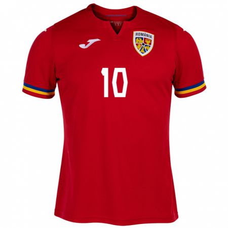 Kandiny Hombre Camiseta Rumania Nicolae Stanciu #10 Rojo 2ª Equipación 24-26 La Camisa Chile