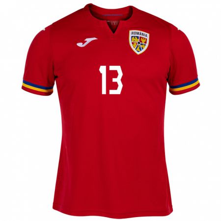 Kandiny Hombre Camiseta Rumania Valentin Mihăilă #13 Rojo 2ª Equipación 24-26 La Camisa Chile