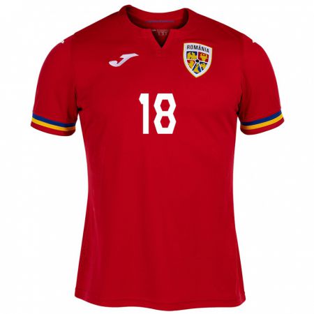 Kandiny Hombre Camiseta Rumania Denis Radu #18 Rojo 2ª Equipación 24-26 La Camisa Chile