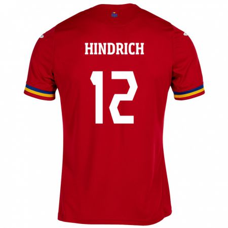 Kandiny Hombre Camiseta Rumania Otto Hindrich #12 Rojo 2ª Equipación 24-26 La Camisa Chile