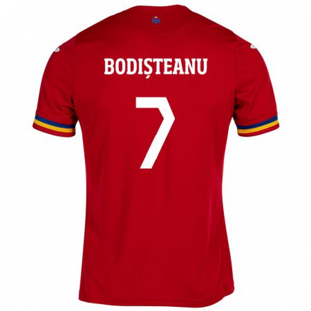 Kandiny Hombre Camiseta Rumania Ștefan Bodișteanu #7 Rojo 2ª Equipación 24-26 La Camisa Chile