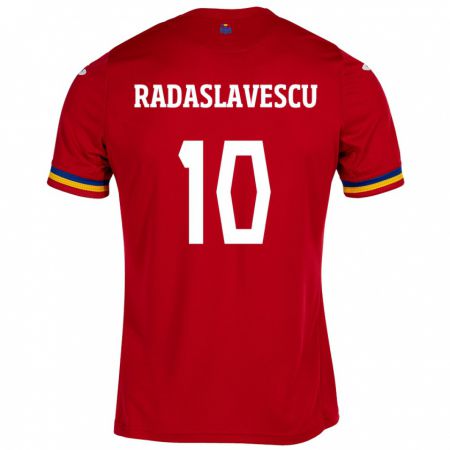 Kandiny Hombre Camiseta Rumania Eduard Radaslavescu #10 Rojo 2ª Equipación 24-26 La Camisa Chile