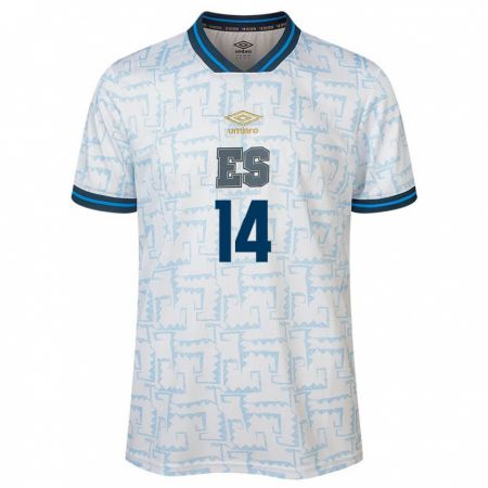 Kandiny Hombre Camiseta El Salvador Karen Reyes #14 Blanco 2ª Equipación 24-26 La Camisa Chile