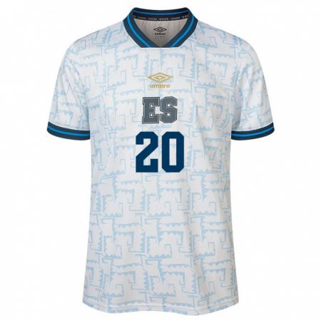 Kandiny Hombre Camiseta El Salvador Diego Lemus #20 Blanco 2ª Equipación 24-26 La Camisa Chile