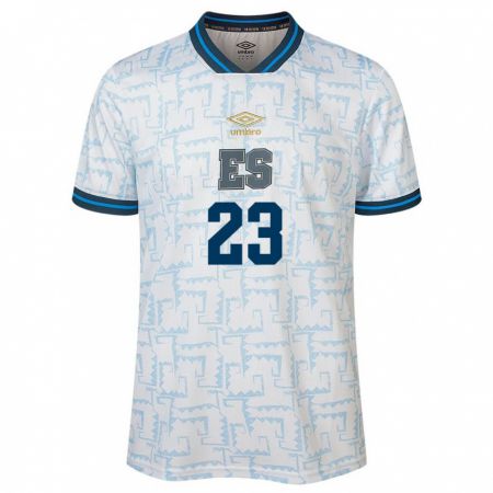 Kandiny Hombre Camiseta El Salvador Amber Marinero #23 Blanco 2ª Equipación 24-26 La Camisa Chile