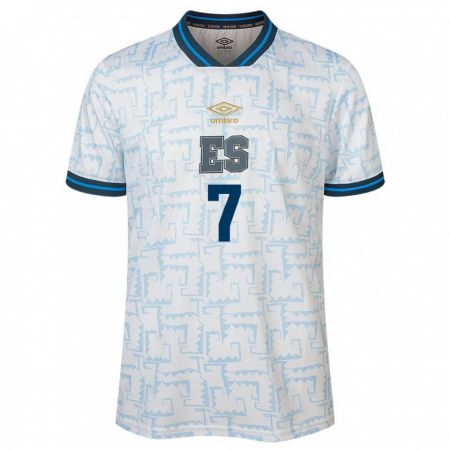 Kandiny Hombre Camiseta El Salvador Jefferson Valladares #7 Blanco 2ª Equipación 24-26 La Camisa Chile