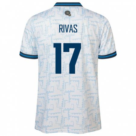 Kandiny Hombre Camiseta El Salvador Eduardo Rivas #17 Blanco 2ª Equipación 24-26 La Camisa Chile