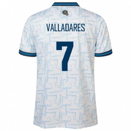 Kandiny Hombre Camiseta El Salvador Jefferson Valladares #7 Blanco 2ª Equipación 24-26 La Camisa Chile